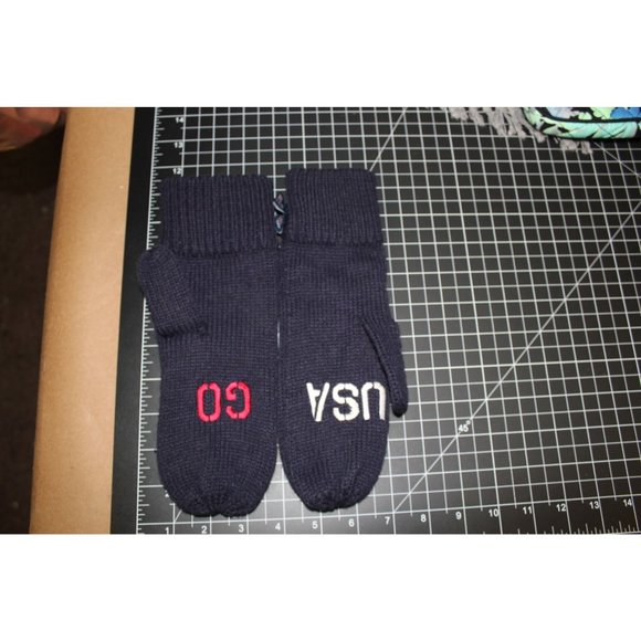 USA 1996 Olympic Winter Mittens One size Navy  100% cotton - Picture 2 of 9